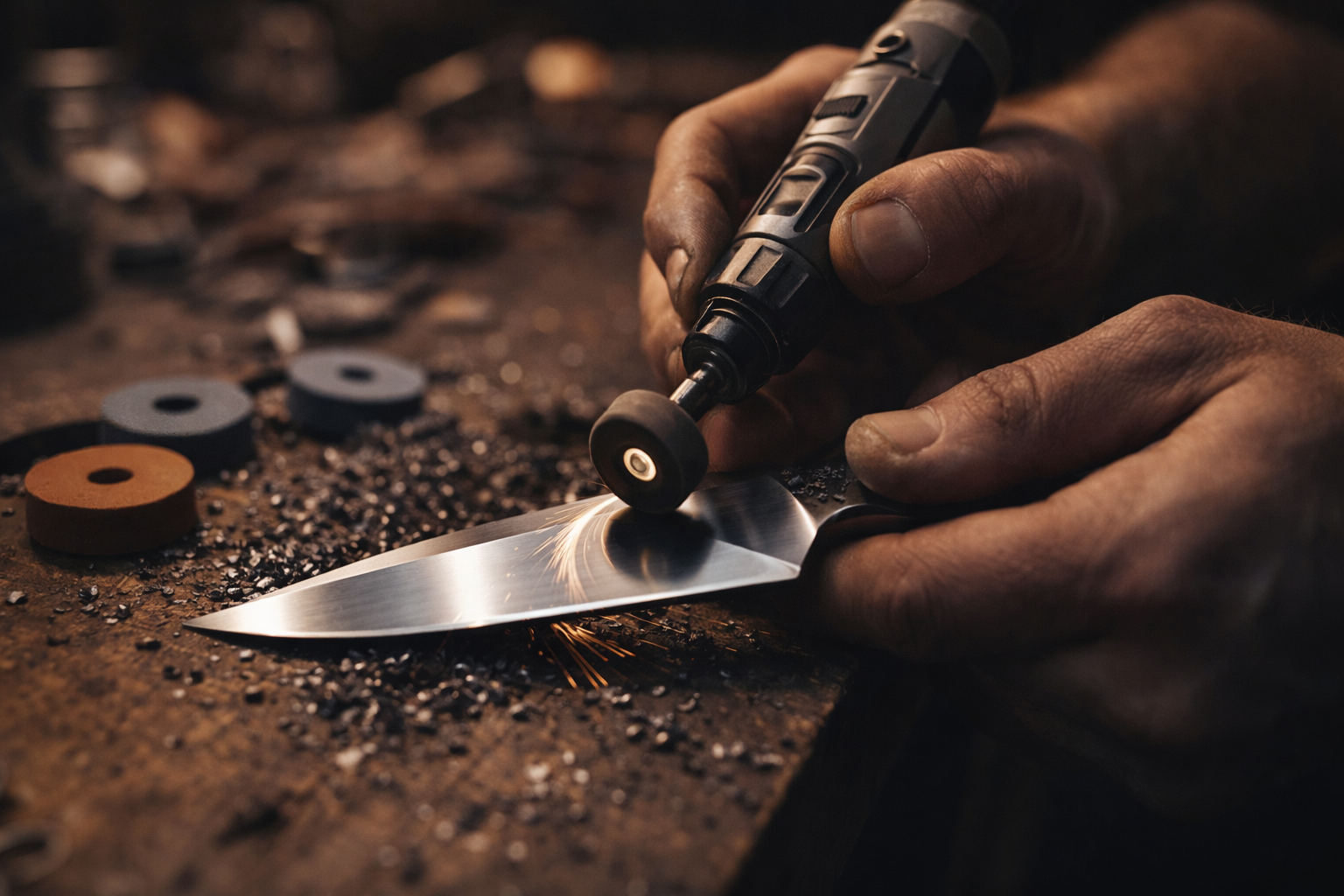 Finishers Supply Hero - Knife blade finishing with Cratex wheels